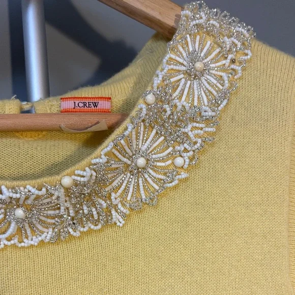 J Crew Yellow Sleeveless Top with Embellished Collar - Picture 3 of 8